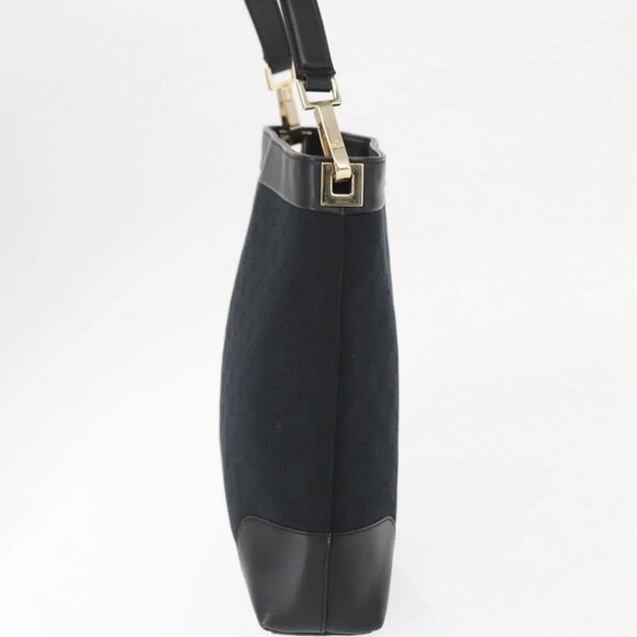 GUCCI GG Canvas Shoulder Bag Black Gold 001 4231 Auth ka883 - Picture 5 of 16